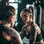 тату на лице - A personal trainer at a gym gives workout tips to th afacc a bfb efeeef - 261223 tatufoto.com 022