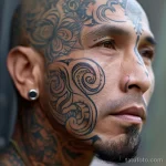 тату на лице - A renowned male artist with a detailed artistic tatt efde dae da bb db _1 - 261223 tatufoto.com 034
