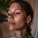тату на лице - Girl with a minimalist dot work tattoo on her face e bfd acccff _1_2_3 - 261223 tatufoto.com 069