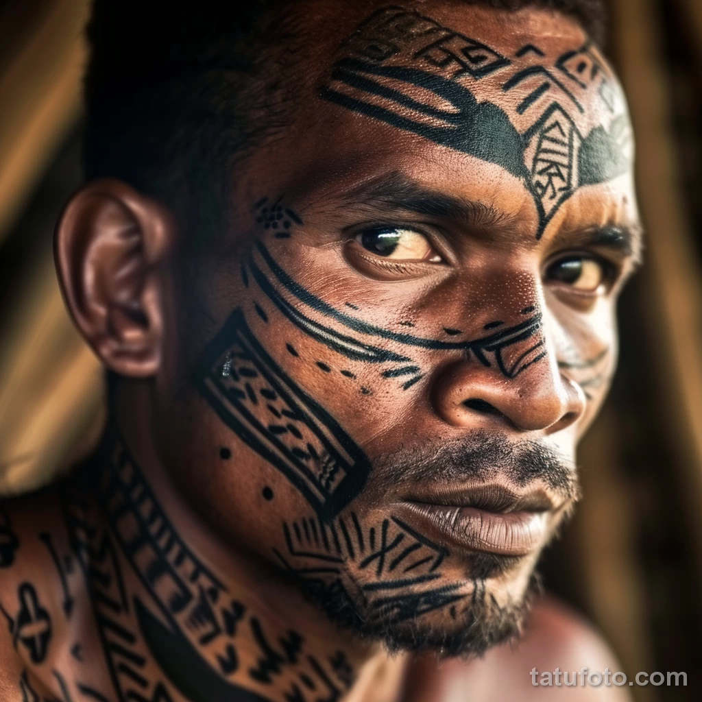тату на лице - Male with a unique cultural symbol tattooed on his f cb ac ff b ccbfc _1 - 261223 tatufoto.com 095