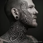 тату на лице - Man with an intricate Celtic knot tattoo on his neck bd b aa abbab _1_2_3 - 261223 tatufoto.com 103