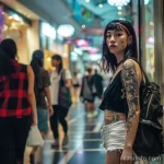тату на лице - Passersby in a shopping mall take a second glance at ac b bb b afccee _1 - 261223 tatufoto.com 105