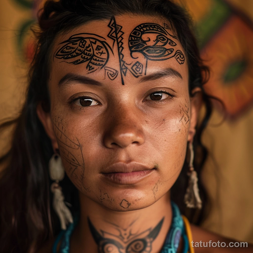 тату на лице - Portrait of a lady with a striking tribal tattoo acr ec fe c cceae - 261223 tatufoto.com 126