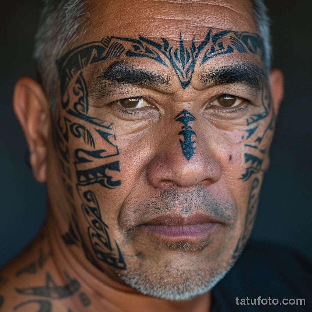 тату на лице - Portrait of a man with a bold tribal tattoo across h def f cdfeb - 261223 tatufoto.com 141