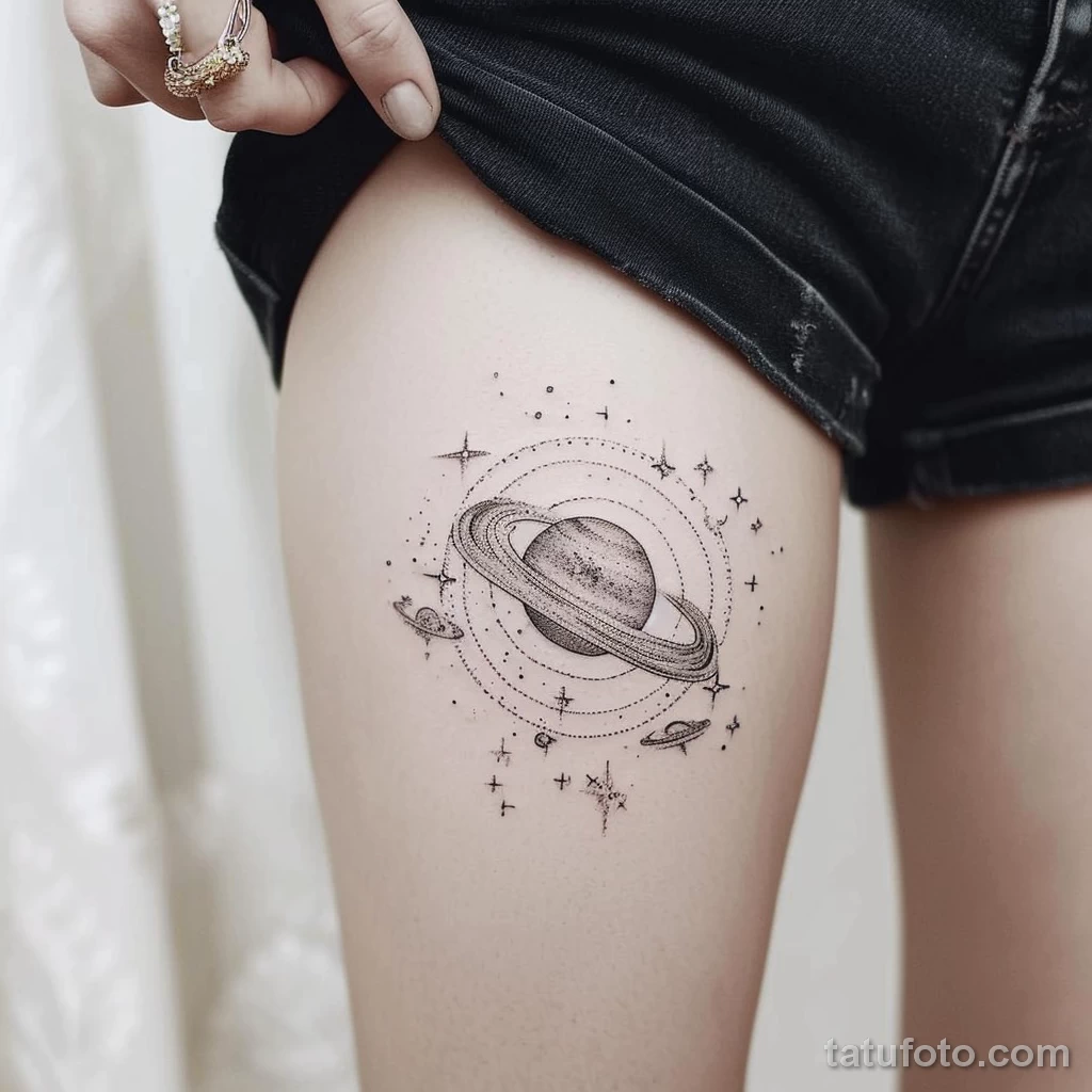 Тату для скрытия - Discreet planet or galaxy tattoo on the upper thigh dee fc d ff adef - 220124 tatufoto.com 046
