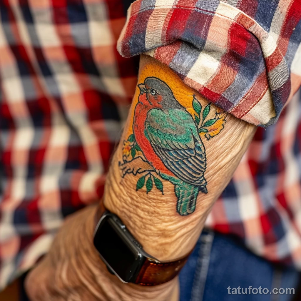 Татуировка у старого человека - Elderly individual showcasing a vintage style bird t d d af befad _1_2 - 110124 tatufoto.com 016