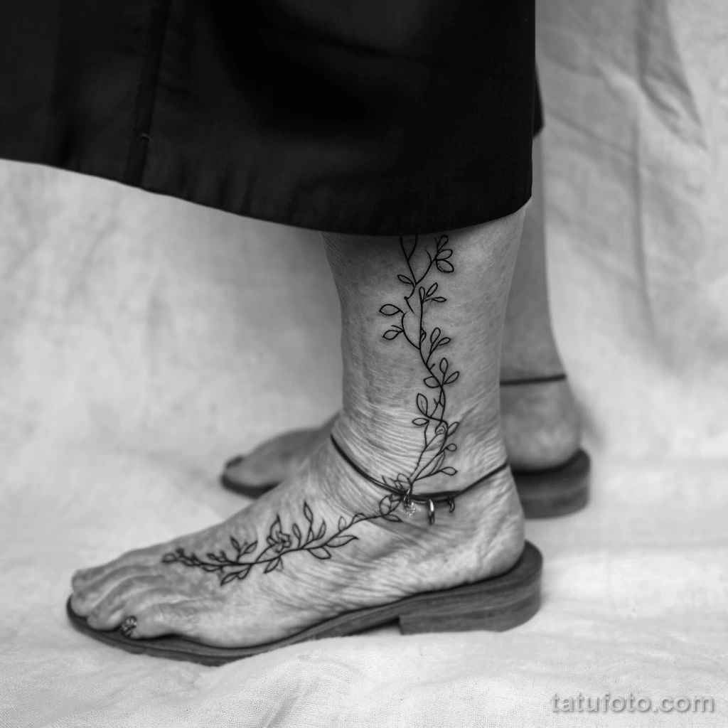 Татуировка у старого человека - Elderly lady with a timeless elegant vine tattoo aro dbc db f aaee - 110124 tatufoto.com 019
