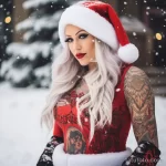 Фото красивой девушкаи с тату в костюме снегурочки - Beautiful tattooed woman cosplaying as Santa Claus i abf b ab edfc - 080124 tatufoto.com 001
