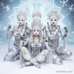 Фото красивой девушкаи с тату в костюме снегурочки - Group of tattooed Snow Maidens in sparkly costumes s fdab dfb a ab eaecaf _1 - 080124 tatufoto.com 022