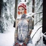 Фото красивой девушкаи с тату в костюме снегурочки - Modern take on Snow Maiden featuring a tattooed woma cd af bff cdad - 080124 tatufoto.com 025
