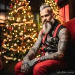 Фото красивой девушкаи с тату в костюме снегурочки - Santa Claus cosplay by a tattooed beauty with a back cabd ae f c - 080124 tatufoto.com 026