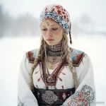 Фото красивой девушкаи с тату в костюме снегурочки - Snow Maiden with tattoos in a traditional Russian co bde fc aad bdcbd - 080124 tatufoto.com 031