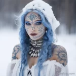 Фото красивой девушкаи с тату в костюме снегурочки - Whimsical Snow Maiden cosplay with visible tattoos i ff eadabe _1 - 080124 tatufoto.com 061