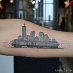Фото тату про метро - A tattoo that merges a subway train with city skyscr cde a bf addf _1 - 080124 tatufoto.com 007