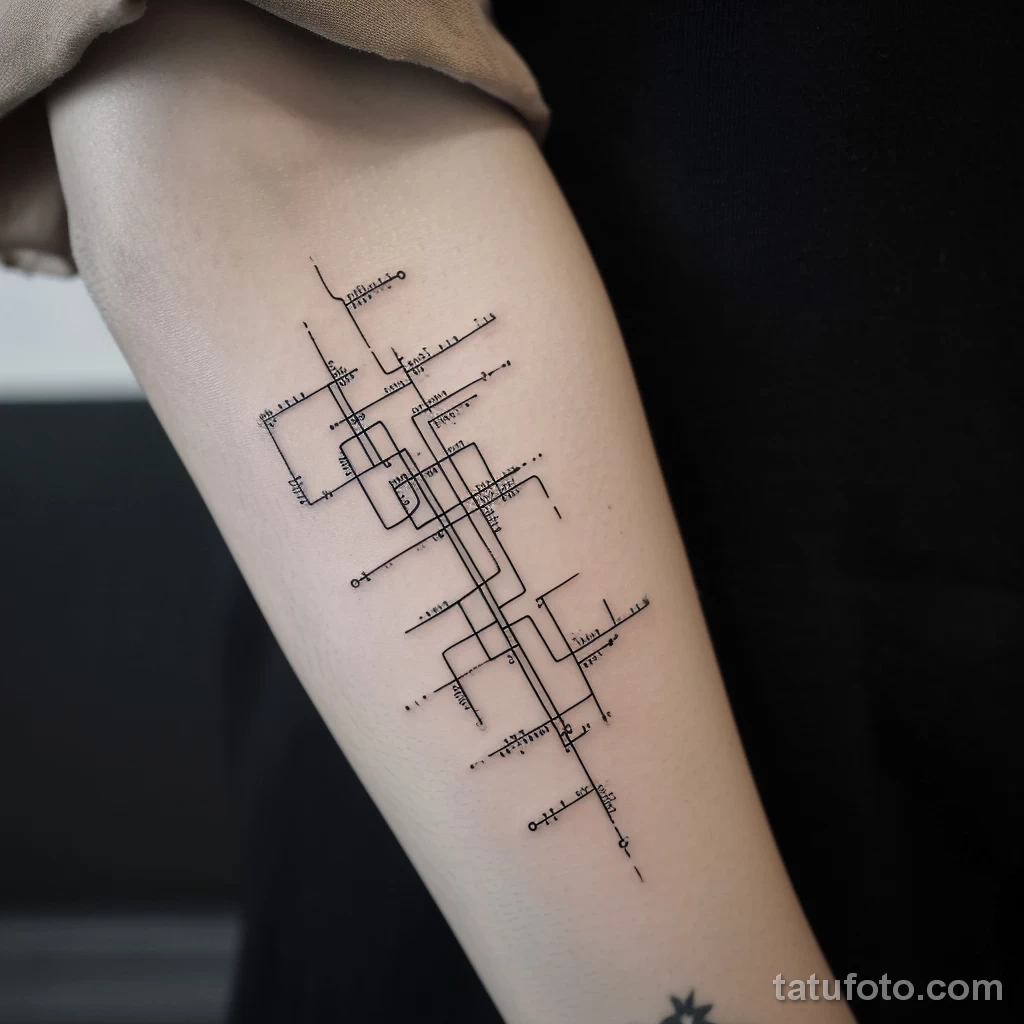 Фото тату про метро - Minimalist tattoo of a subway maps basic route struc bcc d ac cfad _1 - 080124 tatufoto.com 027