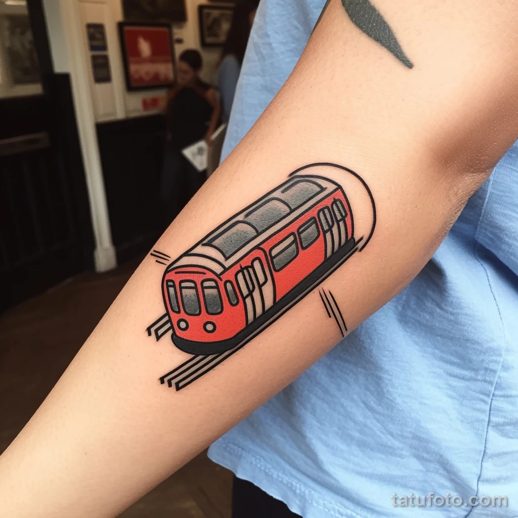 Фото тату про метро - Retro London Underground train tattoo on forearm ca e e aa ebfec _1 - 080124 tatufoto.com 040