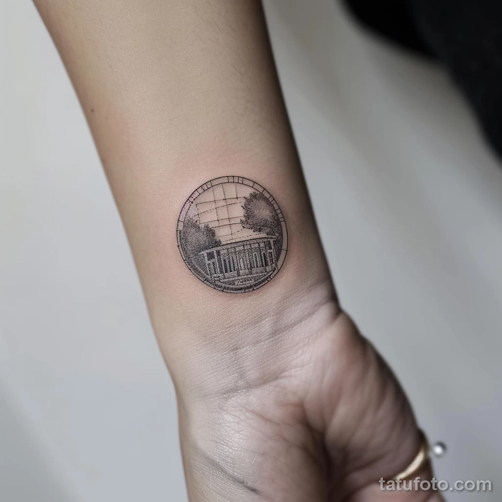 Фото тату про метро - Subtle tattoo of a subway token around the wrist bbdb cec c df dbba - 080124 tatufoto.com 042