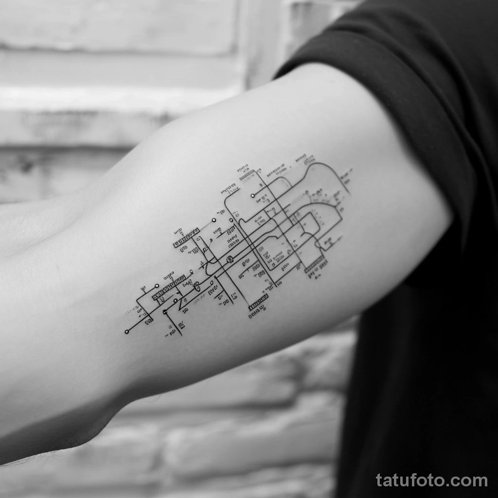 Фото тату про метро - Subway map tattoo with personal landmarks replacing ff ce d a ecbee _1 - 080124 tatufoto.com 055