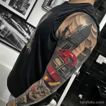 Фото тату про метро - Subway themed sleeve tattoo incorporating different bafc df c b eeff _1_2_3 - 080124 tatufoto.com 060