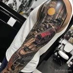 Фото тату про метро - Subway themed sleeve tattoo incorporating different ebd a c bfdfdc - 080124 tatufoto.com 064