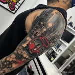 Фото тату про метро - Subway themed sleeve tattoo incorporating different efa c b a dfa _1 - 080124 tatufoto.com 068