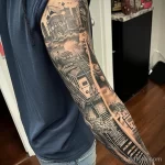 Фото тату про метро - Subway themed sleeve tattoo with various elements aeee a aad da _1 - 080124 tatufoto.com 070