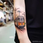 Фото тату про метро - Tattoo Image of a historic subway train on the s aeafdc eac c be addcdc _1_2 - 080124 tatufoto.com 092