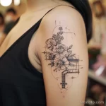 Фото тату про метро - Tattoo of a subway route intertwined with floral ele aebf a be cf cffefb - 080124 tatufoto.com 108