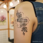 Фото тату про метро - Tattoo of a subway route intertwined with floral ele ec a a bec _1 - 080124 tatufoto.com 111