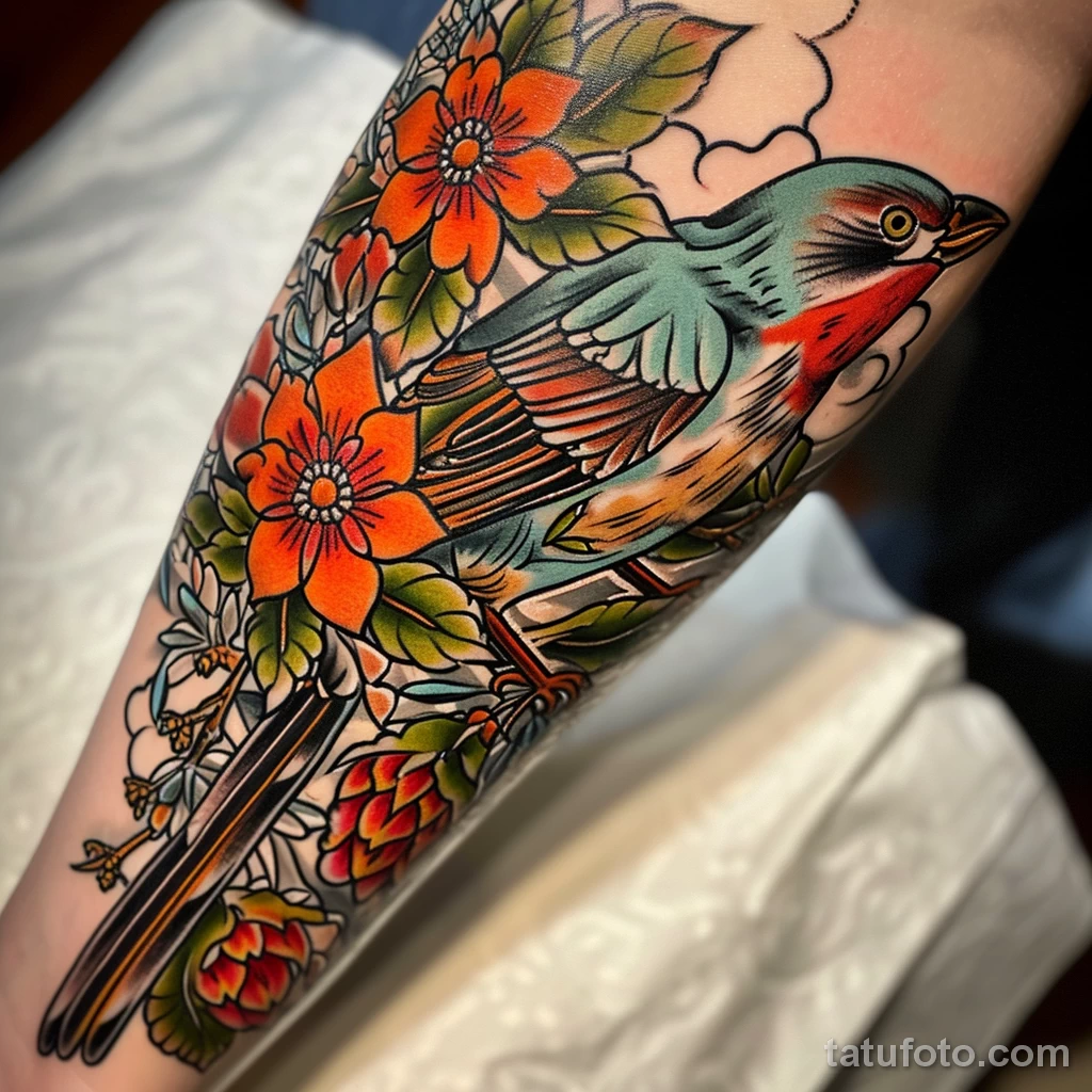 Цвета для тату — A neo traditional tattoo with rich deep color tones e cda fa edade _1_2_3 — 030124 tatufoto.com 084