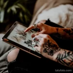 Цвета для тату - A person browsing through a tattoo portfolio on a ta ece f c ab babfebfac _1 - 030124 tatufoto.com 091