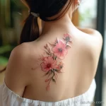 Цвета для тату - A woman with a soft pink floral tattoo style raw be f ef cf _1 - 030124 tatufoto.com 296