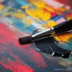 Фото палитры с красками для татуировки, демонстрирующее текстуру и разнообразие оттенков.