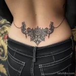 Интимное тату на фото - Art deco pattern tattoo on the lower back style r aa e afb af badef _1_2_3 - 080224 tatufoto.com 019