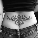 Интимное тату на фото - Baroque pattern tattoo on the lower back style ra bfdda aba facbc _1_2_3 - 080224 tatufoto.com 042