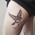 Интимное тату на фото - Bird in flight tattoo on the upper thigh style ra ebbfa d c efcf - 080224 tatufoto.com 047