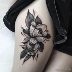 Интимное тату на фото - Bold blackwork tattoo on the inner thigh style ra ec a b ba baafdd - 080224 tatufoto.com 051
