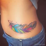 Интимное тату на фото - Colorful feather tattoo on the lower belly style cc a c fcb - 080224 tatufoto.com 104