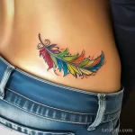 Интимное тату на фото - Colorful feather tattoo on the lower belly style ea b ae dfa _1_2_3 - 080224 tatufoto.com 109