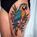 Интимное тату на фото - Colorful parrot tattoo on the upper thigh style r cf fc ad edf _1 - 080224 tatufoto.com 115