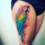 Интимное тату на фото - Colorful parrot tattoo on the upper thigh style r cf fc ad edf _1_2 - 080224 tatufoto.com 116