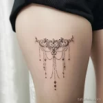 Интимное тату на фото - Dainty lace tattoo on the upper thigh style raw ac d fc a - 080224 tatufoto.com 134