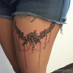 Интимное тату на фото - Dainty lace tattoo on the upper thigh style raw faf a a d bd - 080224 tatufoto.com 141