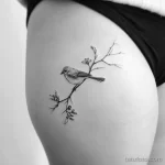 Интимное тату на фото - Delicate bird and branch tattoo on the hip bone s ffde ae e ba eaeb - 080224 tatufoto.com 155