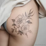 Интимное тату на фото - Delicate peony tattoo on the hip bone style raw cda ca cc bad dfa - 080224 tatufoto.com 170