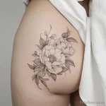 Интимное тату на фото - Delicate peony tattoo on the hip bone style raw cda ca cc bad dfa _1_2 - 080224 tatufoto.com 172