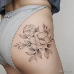 Интимное тату на фото - Delicate peony tattoo on the hip bone style raw eda cd efa bccb - 080224 tatufoto.com 174