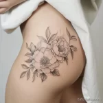 Интимное тату на фото - Delicate peony tattoo on the hip bone style raw eda cd efa bccb _1_2_3 - 080224 tatufoto.com 177