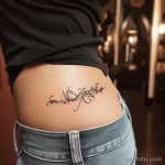 Интимное тату на фото - Elegant script tattoo along the pelvic bone style b cd c dcbf - 080224 tatufoto.com 207