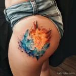 Интимное тату на фото - Fire and ice tattoo on the hip style raw styliz a a ed ba bea - 080224 tatufoto.com 233